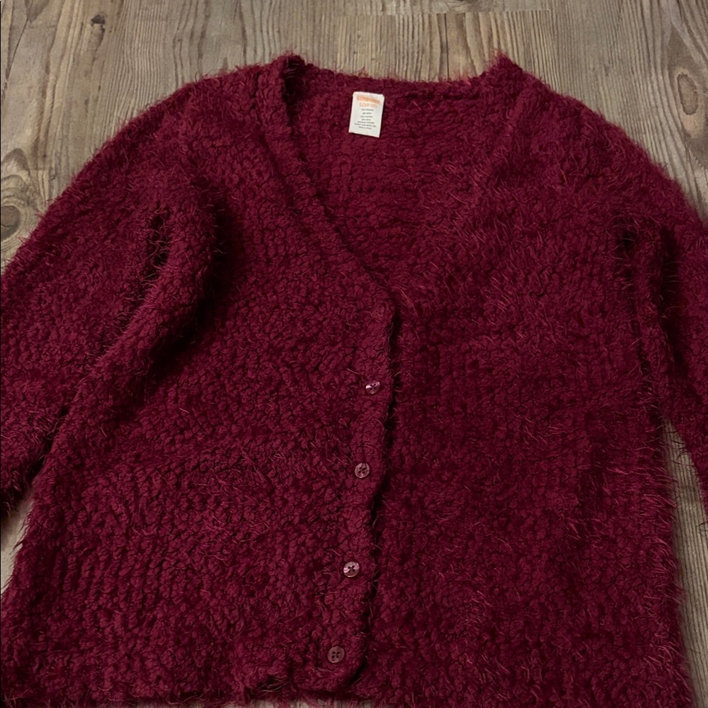 Gymboree Maroon Fuzzy Cardigan